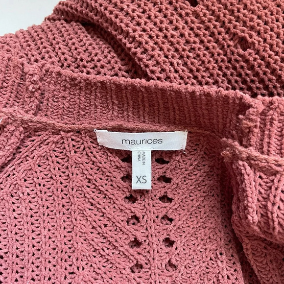 Maurices Matte Pink Chenille Knit Open Front Longline Cardigan Xsmall Women’s - Picture 10 of 12
